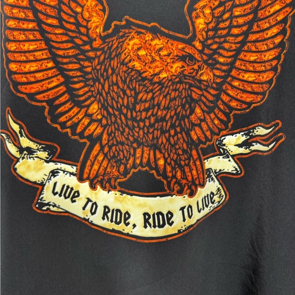 Vintage 2003 Harley Davidson Button Down Short Sleeve Bowler Shirt Flames Eagle - Picture 3 of 11